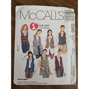 NEW McCall's Pattern 2260 Women Size 12,14 One Hour Vest Sewing
